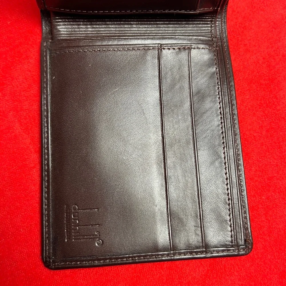 Dunhill Leather Embossed Logo Card Case Bi-fold Wallet Foldable Minimalist Brown